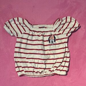 Disney Minnie Mouse Striped Red and White Tee